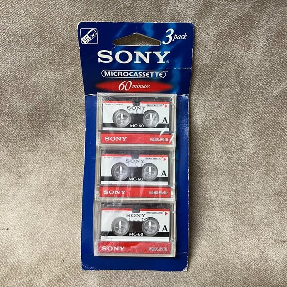 Sony MC-60 Microcassette Recordable Blank Cassette 3 pack 60 min New & Sealed - Picture 1 of 2